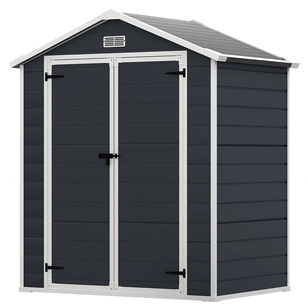 Abri de jardin en résine toutes saisons avec plancher de 1,8 m x 1,2 m / 1,8 m x 2,4 m / 2,4 m x 1,8 m / 2,4 m x 3 m, abri à outils Spire