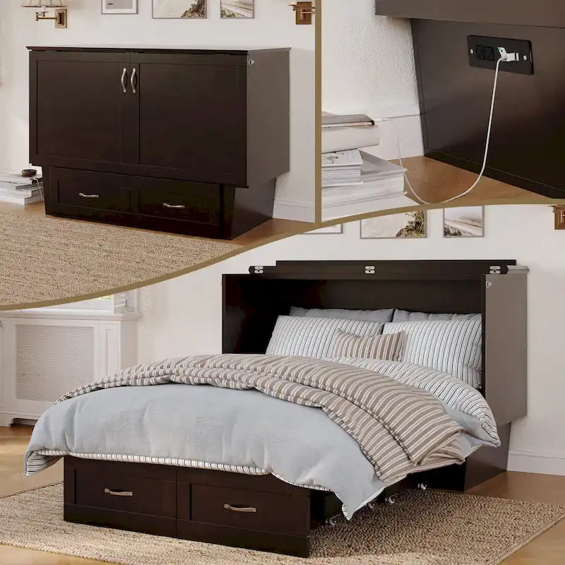 Lit escamotable coffre Monroe avec matelas en mousse à mémoire de forme 6 po