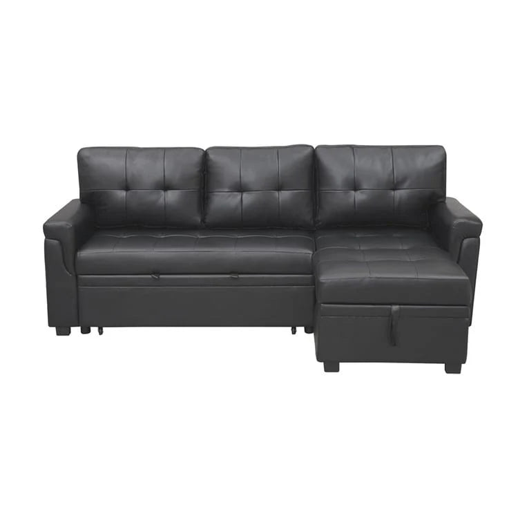Canapé d'angle réversible convertible avec lit gigogne, méridienne avec rangement dissimulé et pieds durables