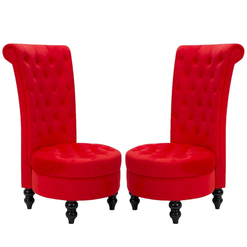 AVAWING Lot de 2 Chaises royales à dossier haut, rembourrage épais et pieds en bois d'hévéa