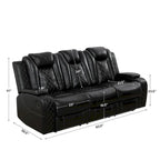 Ensemble canapé inclinable 3 places moderne en cuir avec LED et recharge sans fil