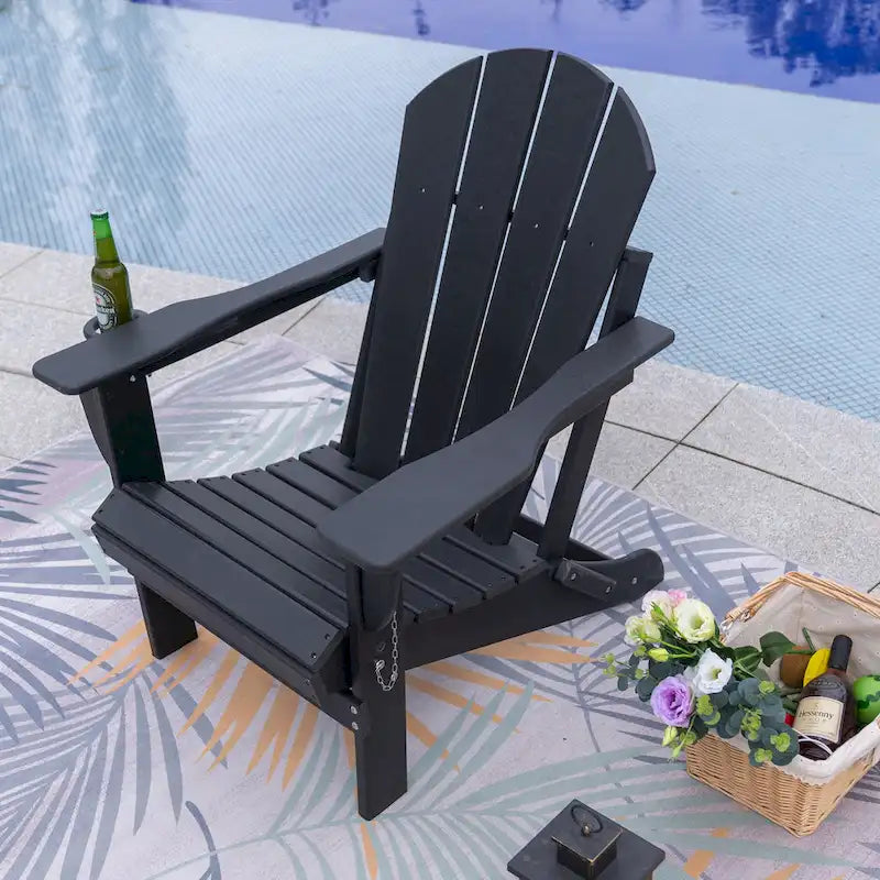 Chaise Adirondack pliable d'extérieur avec porte-gobelet