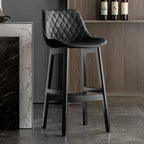 Tabourets de bar en similicuir style Mid-Century Modern avec pieds en bois