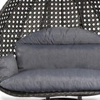 LeisureMod Fauteuil suspendu œuf 2 places avec support - Balançoire hamac de patio en rotin osier intérieur/extérieur avec coussins