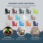 Chaise Adirondack pliante de patio d'extérieur tout temps résistante à la décoloration Polytrends Laguna