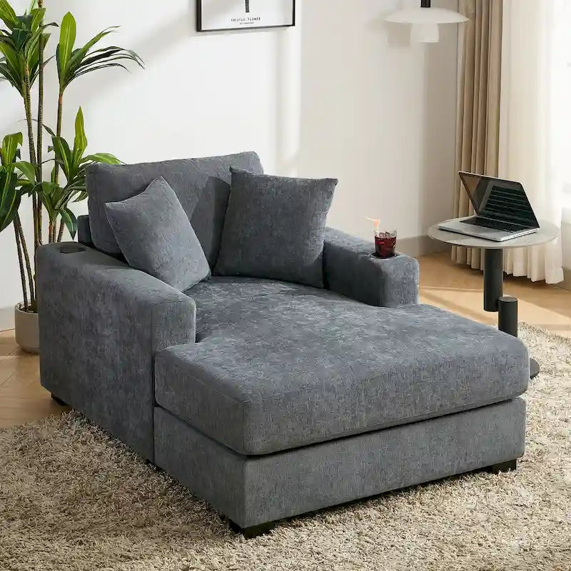 Trois tailles de chaise longue surdimensionnée avec oreillers