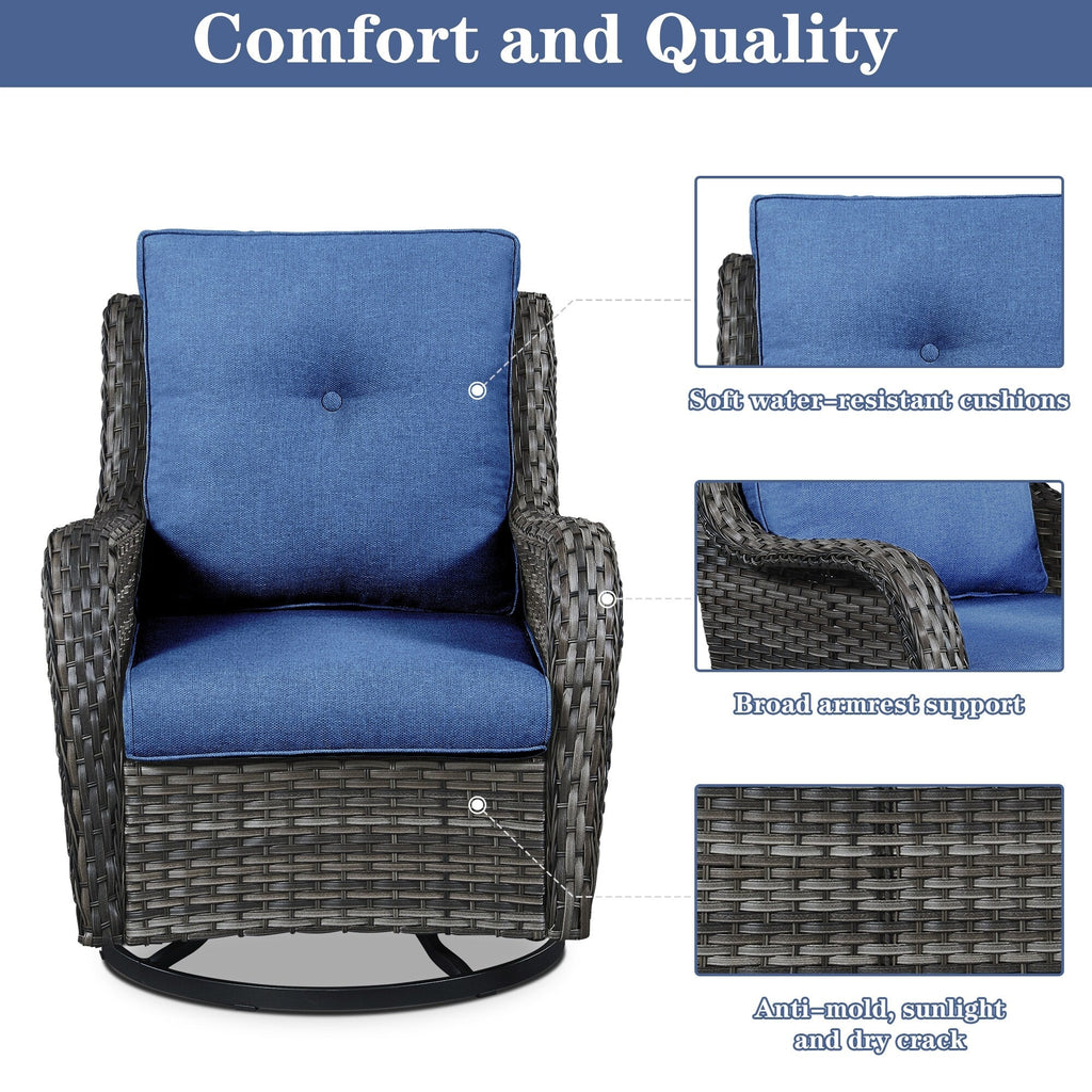 Chaises longues à bascule d'extérieur Gymojoy en osier avec base pivotante (lot de 2)