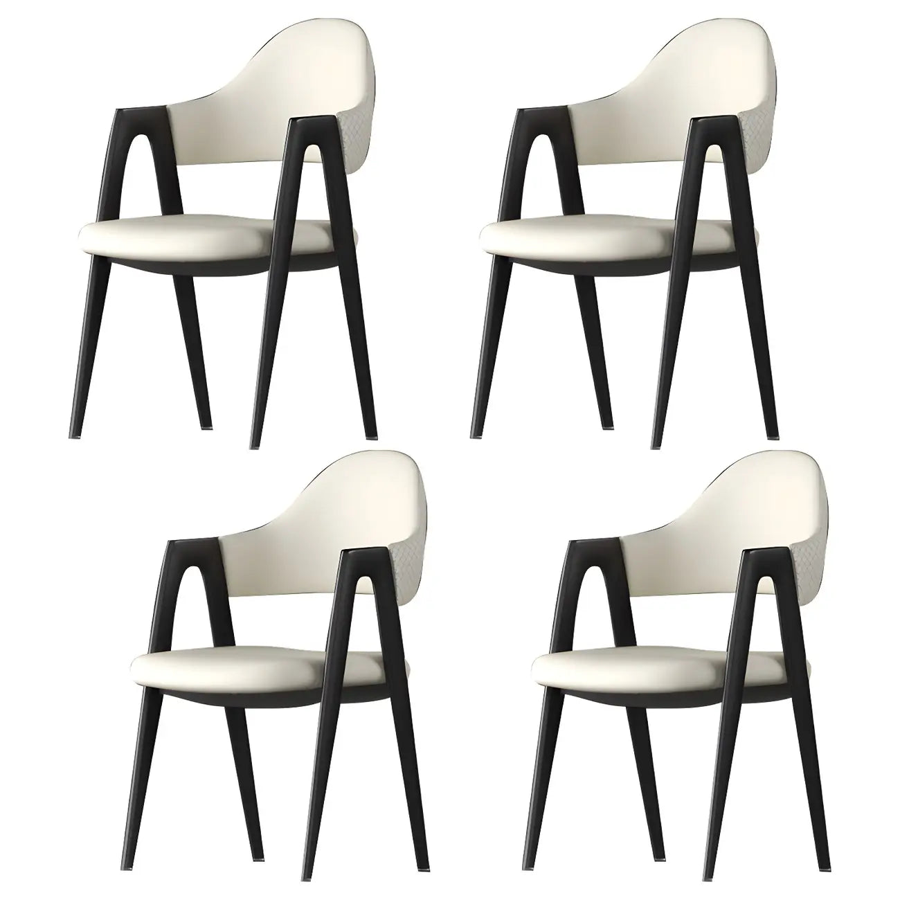 Chaise de salle à manger en cuir moderne avec dossier incurvé et ouvert