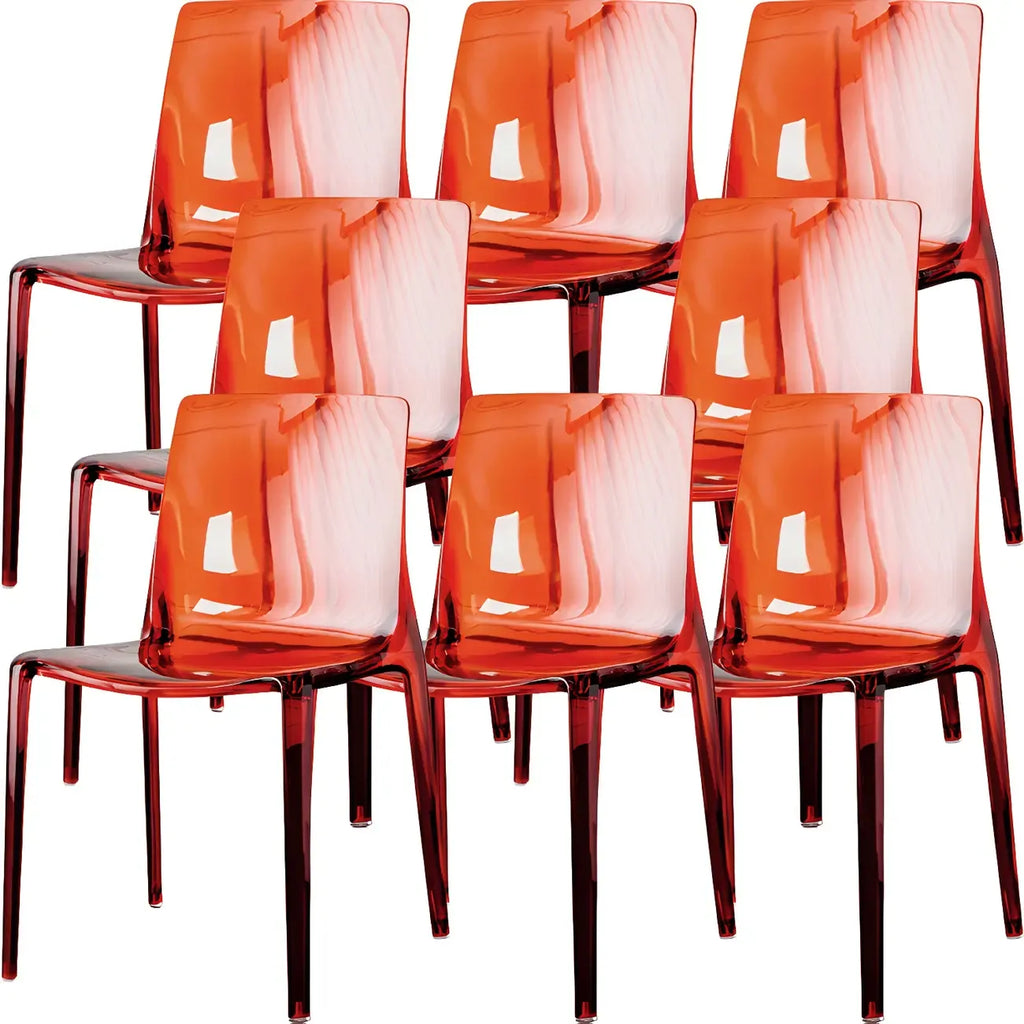 Chaise de salle à manger en acrylique ambré sans accoudoirs à dossier bas