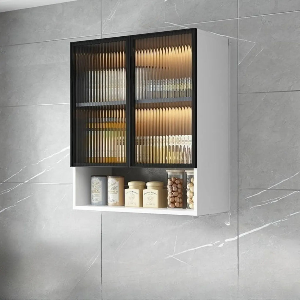 Buffet de cuisine mural gris en bois avec rangement