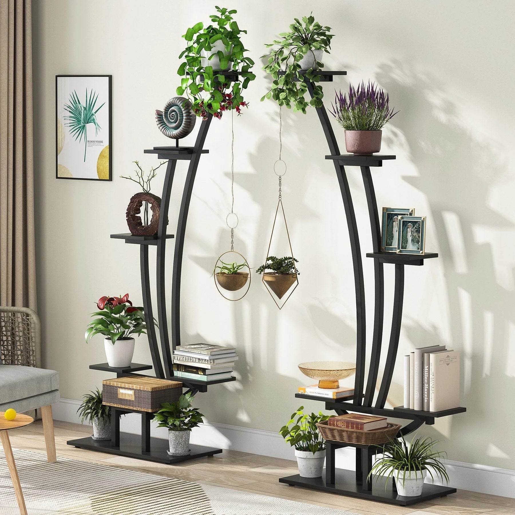 Support pour Plantes d'Intérieur, Étagère à Fleurs à 6 Niveaux pour Jardin Domestique - Lot de 2