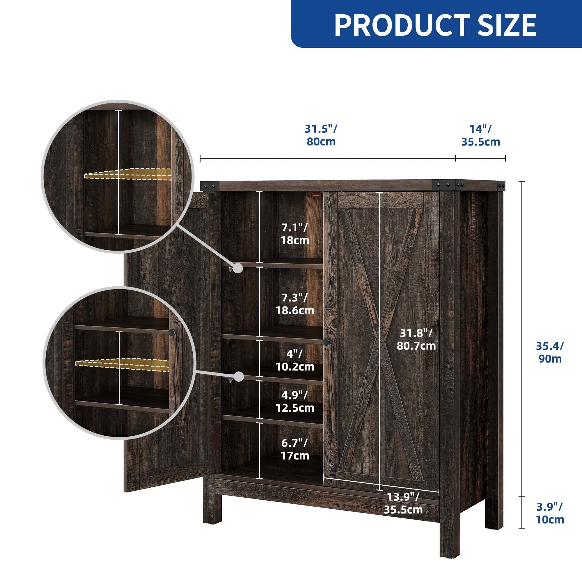 Moasis Meuble de rangement pour chaussures à 5 niveaux et 20 paires avec portes doubles pour entrée