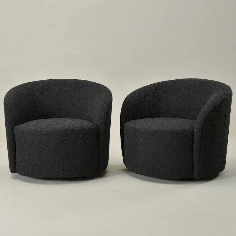 KINWELL Fauteuil d'appoint pivotant rembourré en forme de tonneau, de 86 cm de large (Lot de 2)