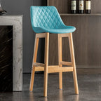 Tabourets de bar en similicuir style Mid-Century Modern avec pieds en bois