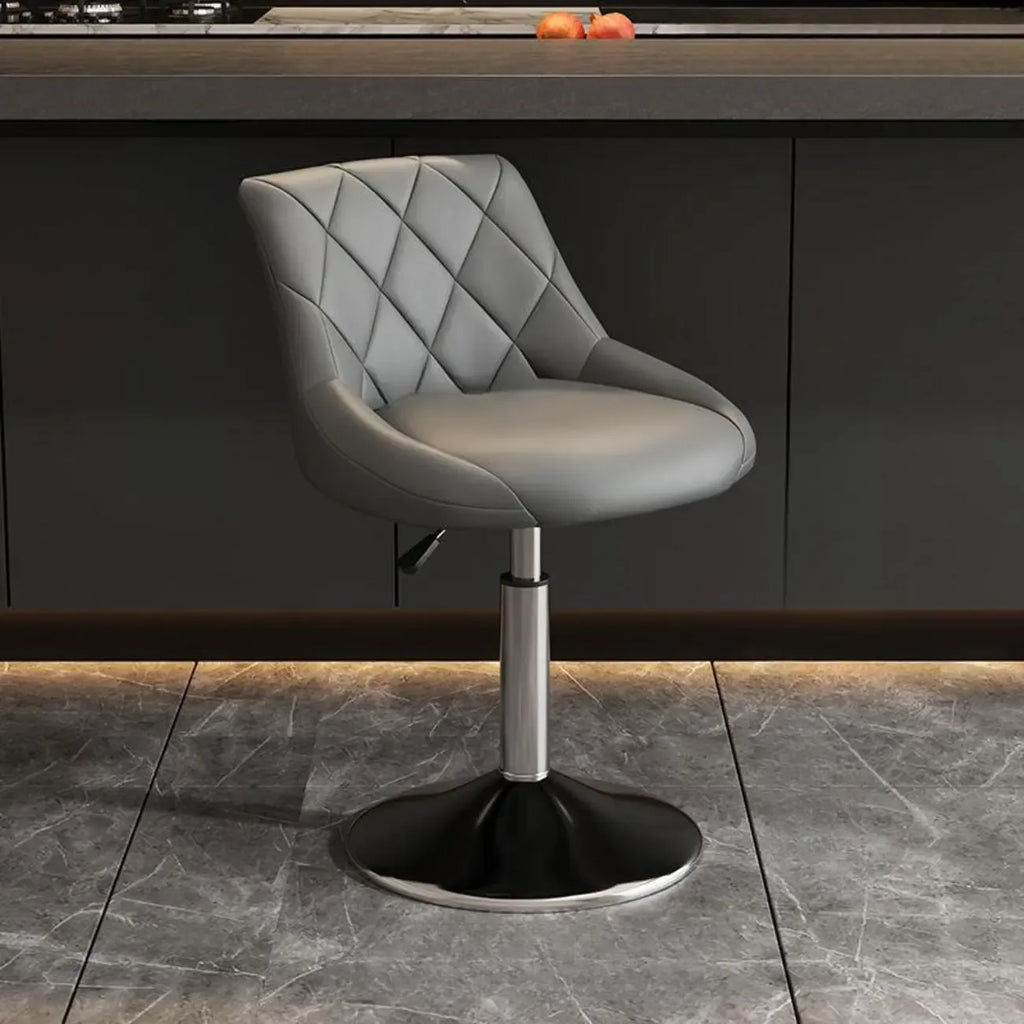 Tabouret de bar pivotant, capitonné en losanges, réglable, cuir PU noir et rouge