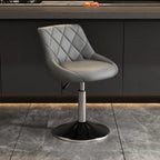 Tabouret de bar pivotant, capitonné en losanges, réglable, cuir PU noir et rouge