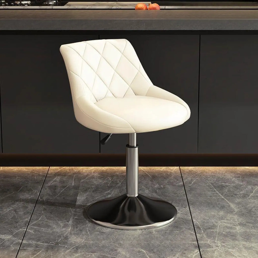 Tabouret de bar pivotant, capitonné en losanges, réglable, cuir PU noir et rouge