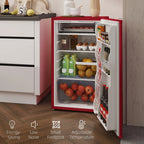 HOMCOM Mini-réfrigérateur avec congélateur 90 L, réfrigérateur compact à porte unique avec thermostat réglable pour chambre à coucher