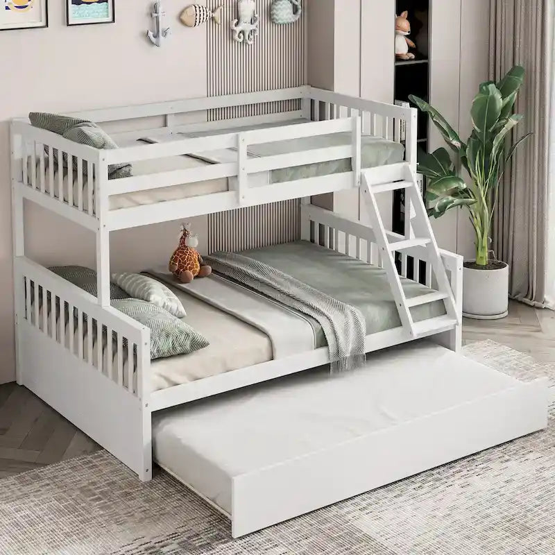 Lit superposé Gymax double sur un lit complet avec lit gigogne double convertible
