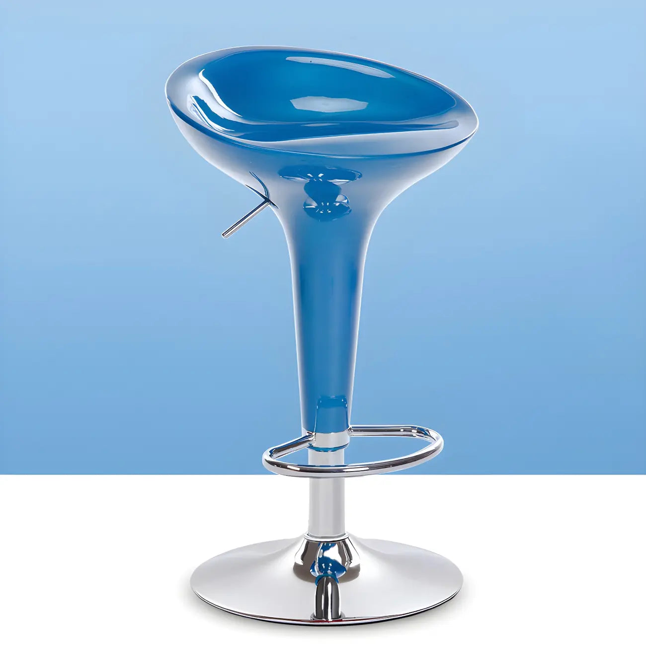 Tabouret de bar pivotant en plastique chromé, réglable en hauteur