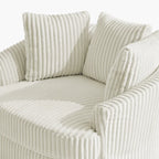 Lot de 2 fauteuils pivotants ronds surdimensionnés en velours côtelé moelleux de 43 po avec oreillers