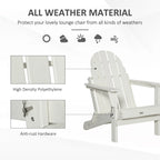 Chaise Outsunny Adirondack Pliante, Chaises de Plage Longues en Plastique HDPE Tout Temps pour Patio, Terrasse et Mobilier de Jardin