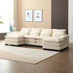 Canapé sectionnel Cloud pour salon, canapé moderne en chenille/bouclette en forme de U, canapé-lit modulaire confortable avec double méridienne