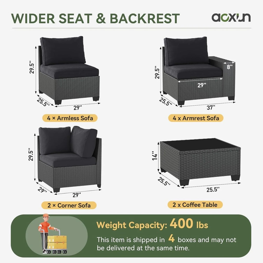 Ensembles de meubles de patio extérieurs avec coussin épais de 10 cm