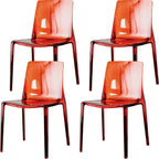 Chaise de salle à manger en acrylique ambré sans accoudoirs à dossier bas