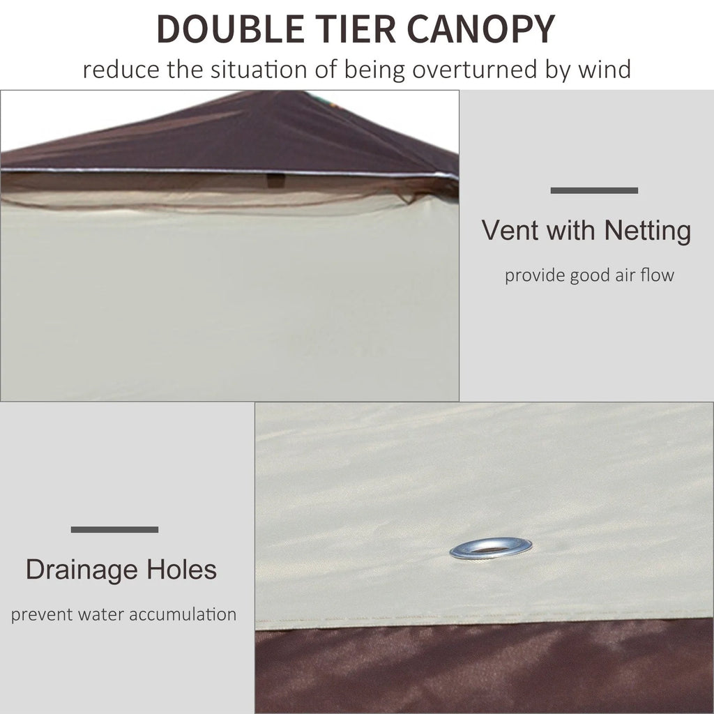 Outsunny Tonnelle Pop Up 3,6 x 3,6 m, Tente Pliante Instantanée avec Murs Latéraux en Maille Filet, Hauteur Réglable sur 3 Niveaux