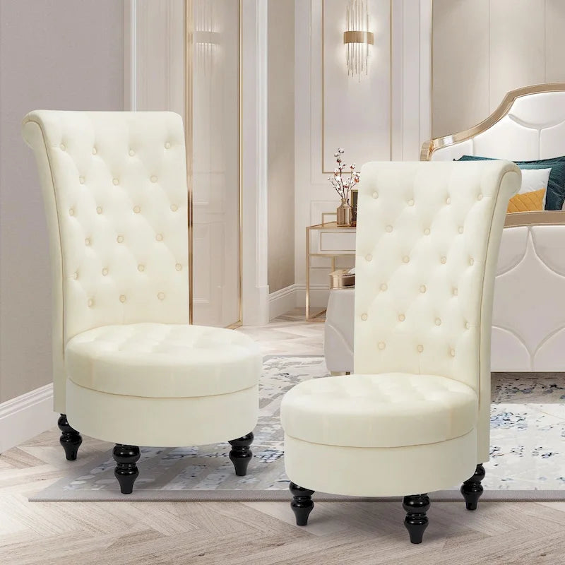 AVAWING Lot de 2 Chaises royales à dossier haut, rembourrage épais et pieds en bois d'hévéa