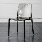 Chaise de salle à manger en acrylique ambré sans accoudoirs à dossier bas