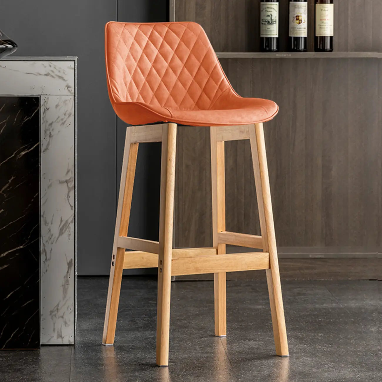 Tabourets de bar en similicuir style Mid-Century Modern avec pieds en bois
