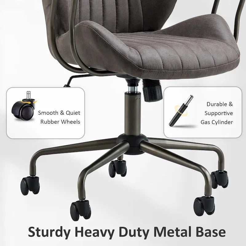 Chaise de Bureau Ergonomique en Tissu Suédé OVIOS avec Support Lombaire