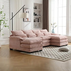 Canapé sectionnel Cloud pour salon, canapé moderne en chenille/bouclette en forme de U, canapé-lit modulaire confortable avec double méridienne