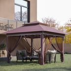 Outsunny Tonnelle Pop Up 3,6 x 3,6 m, Tente Pliante Instantanée avec Murs Latéraux en Maille Filet, Hauteur Réglable sur 3 Niveaux