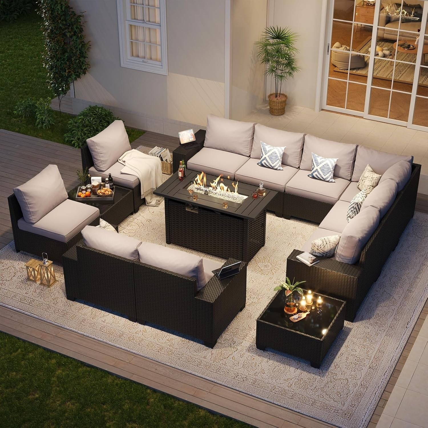 Ensembles de meubles de patio extérieurs avec coussin épais de 10 cm