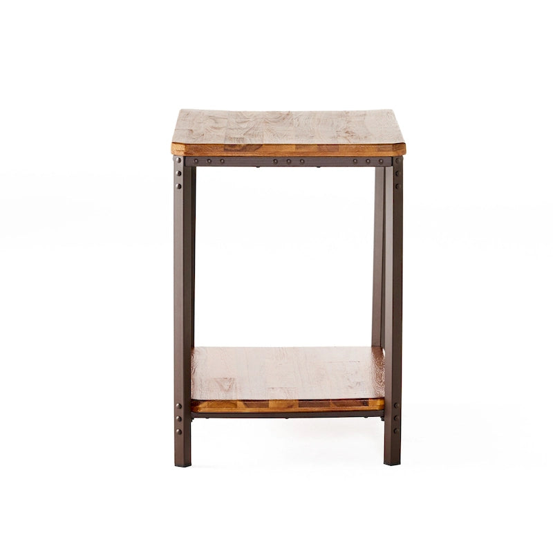 Table d'appoint Ronan Wood Rustic Metal par Christopher Knight Home