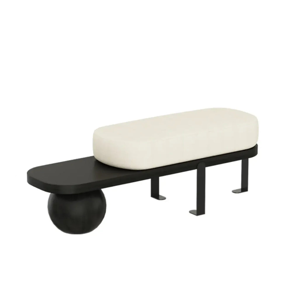 Banc court moderne en bois beige rembourré