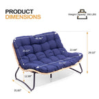Fauteuil Double Papasan avec Coussin, en Rotin PE Résistant aux Intempéries et Cadre en Métal pour Intérieur et Extérieur