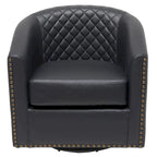 Fauteuil pivotant rond en similicuir capitonné KINWELL, 73,6 cm de large