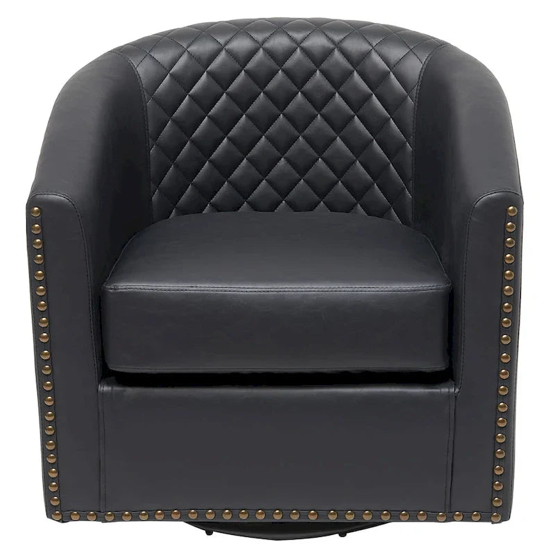 Fauteuil pivotant rond en similicuir capitonné KINWELL, 73,6 cm de large
