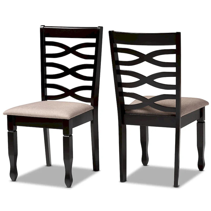 Lot de 2 chaises de salle à manger en bois Lanier (design moderne et contemporain)