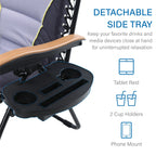 Fauteuil de relaxation zéro gravité XL surdimensionné et rembourré, avec accoudoirs plus larges, inclinable et porte-gobelet - N/A