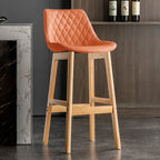 Tabourets de bar en similicuir style Mid-Century Modern avec pieds en bois
