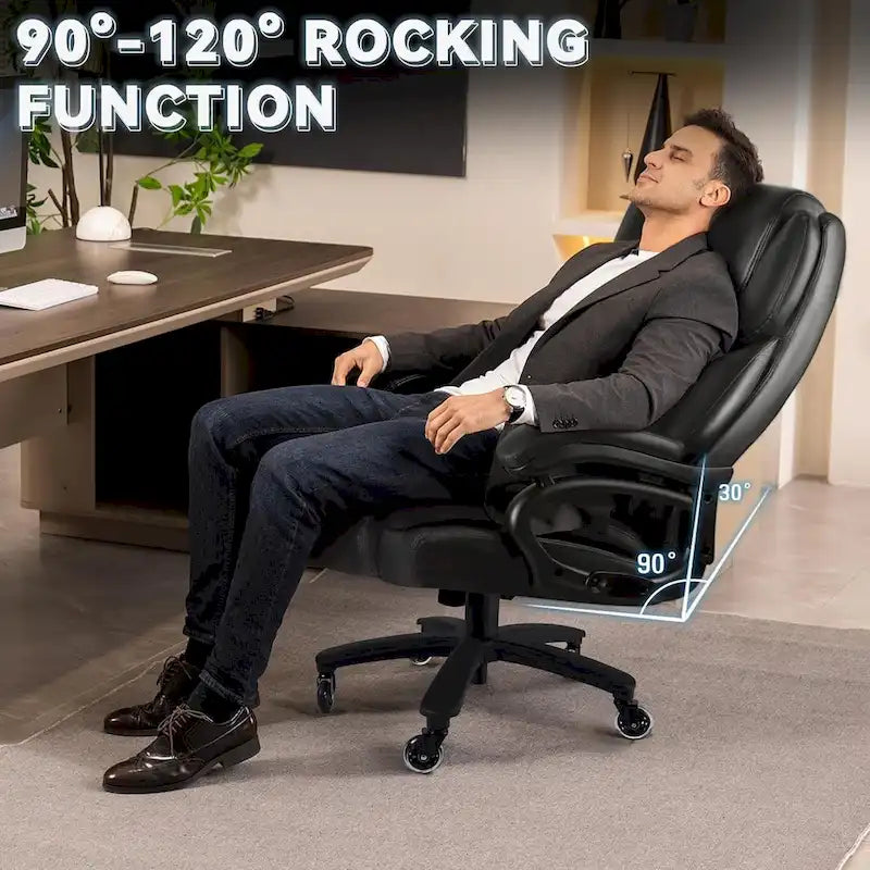 Chaise de bureau Bossin Big and Tall pour cadres, 227 kg, soutien lombaire réglable, chaise ergonomique avec dossier haut en cuir PU