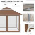 Outsunny Tonnelle Pop Up 3,6 x 3,6 m, Tente Pliante Instantanée avec Murs Latéraux en Maille Filet, Hauteur Réglable sur 3 Niveaux
