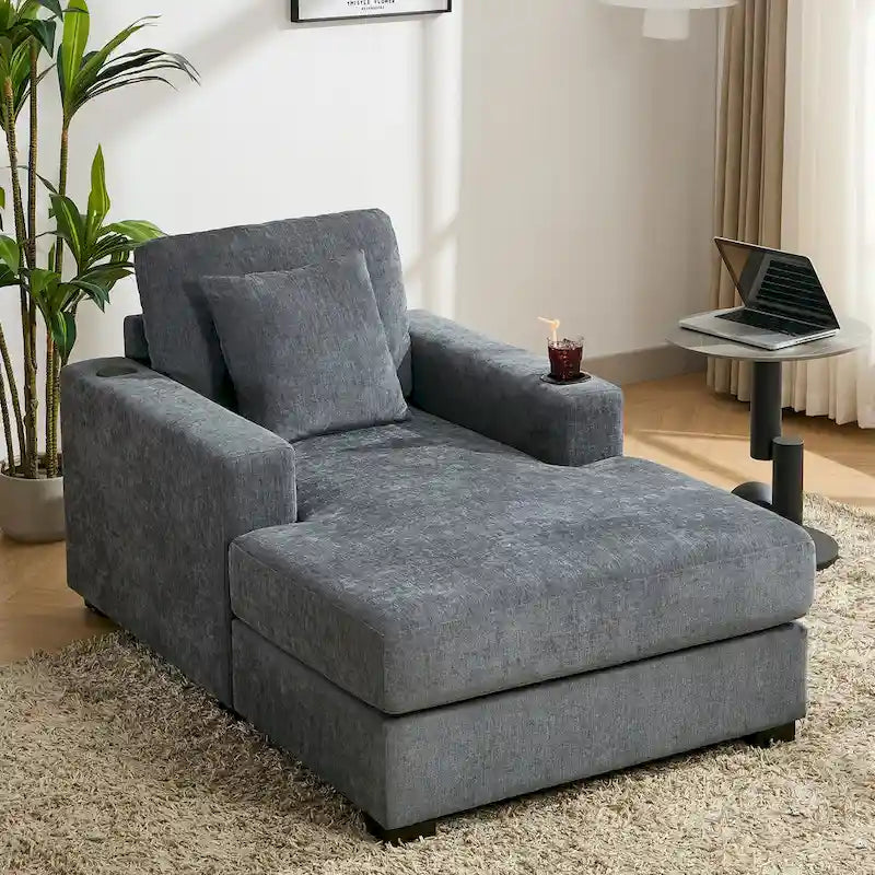 Trois tailles de chaise longue surdimensionnée avec oreillers