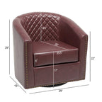 Fauteuil pivotant rond en similicuir capitonné KINWELL, 73,6 cm de large