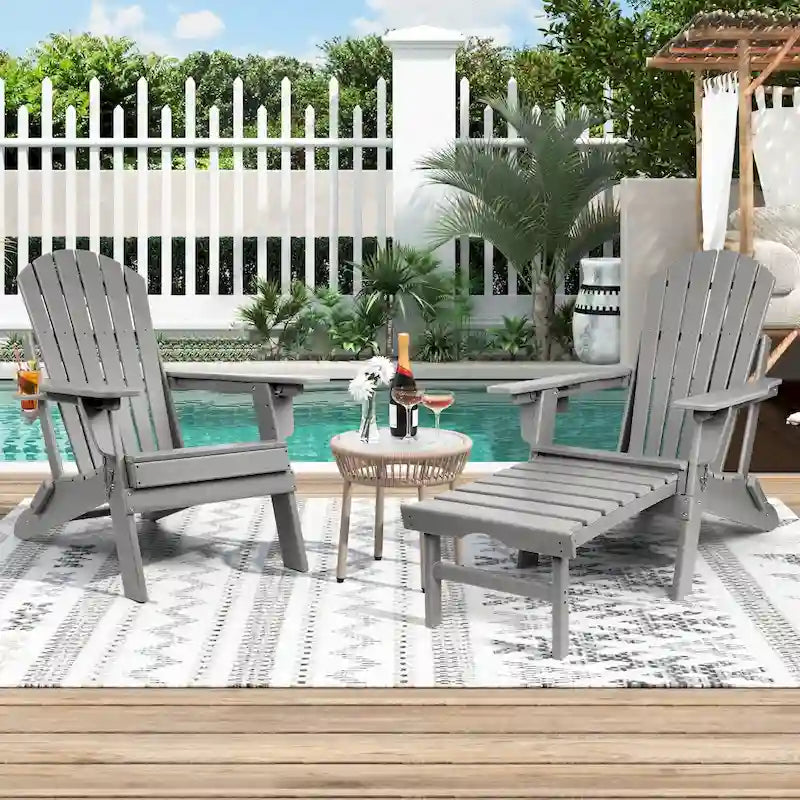 Chaise Adirondack pliante et réglable Vrakae avec repose-pieds